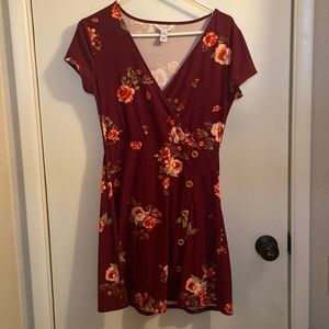Maroon floral dress